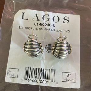 LAGOS CAVIAR STERLING Silver/925 18K Yellow Gold Shrimp Earrings